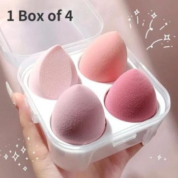 1 Box Of 4 Makeup Sponges Powder Puff Wet And Dry Combination Beauty Makeup Ball Foundation Puff Bevel Cut Makeup Sponge Tool